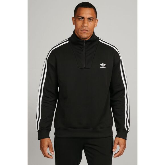 Adidas Men's Funnel neck Quarter Zip Track Top Black Size SMALL - Picture 1 of 10